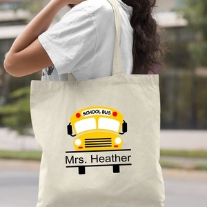 Personalized Bus Driver Gift, Gift for Women, Canvas Tote Bag, Bus Driver Bag, Custom Name Bus Driver Gift, Gift for Her, Personalized Gift image 8