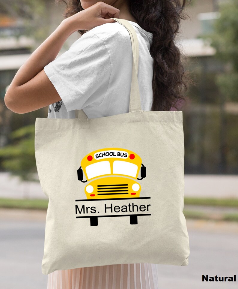 Personalized Bus Driver Gift, Gift for Women, Canvas Tote Bag, Bus Driver Bag, Custom Name Bus Driver Gift, Gift for Her, Personalized Gift image 8