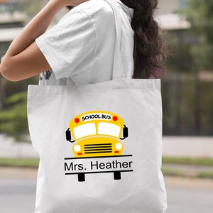 Personalized Bus Driver Gift, Gift for Women, Canvas Tote Bag, Bus Driver Bag, Custom Name Bus Driver Gift, Gift for Her, Personalized Gift image 10