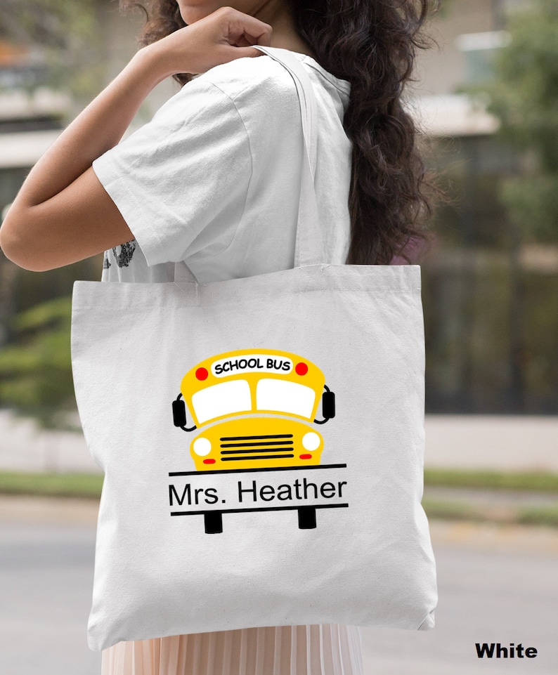 Personalized Bus Driver Gift, Gift for Women, Canvas Tote Bag, Bus Driver Bag, Custom Name Bus Driver Gift, Gift for Her, Personalized Gift image 10
