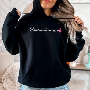 Survivor Hoodie, Breast Cancer Awareness Hoodie, Cute Pink Ribbon Sweatshirt, Breast Cancer Support Sweatshirt, Breast Cancer Fighter Hoodie