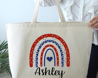 4th of July Tote Bag, Patriotic Gift Bag, Independence Day Gift, 4th of July Bag, USA Tote Bag, 4th of July Teacher Gift, 4th of July Gifts