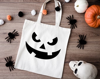 Halloween Spooky Face Bag, Gift For Halloween, Pumpkins Tote Bag, Halloween Tote Bag, Trick or Treat Bag, Cute Halloween Treat Bags for Kids