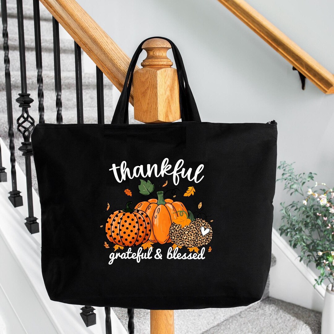 Snack Food Thanksgiving Bags Thankful Grateful Blessed Tote Bag