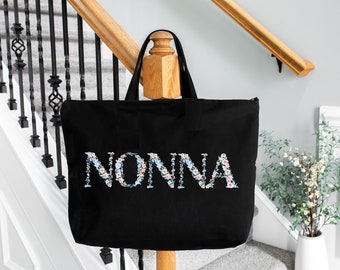 Nonna Tote Bag, Pregnancy Reveal Gift, Baby Shower Gift, Best Nonna Birthday Gift, New Nonna Flowers Bag, Grandparent Gift, Mothers Day Gift