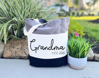 Personalized Grandma Est Tote Bag, Gift for Grandma, Mother's Day Gift, Custom Grandma Est 2026 Bag, Grandma Birthday Gift, Canvas Tote Bag