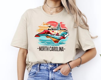 North Carolina State T-shirt, North Carolina Vacation Tee, North Carolina Map Shirt, North Carolina Trip Shirt, North Carolina Home Shirt
