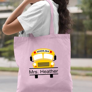 Personalized Bus Driver Gift, Gift for Women, Canvas Tote Bag, Bus Driver Bag, Custom Name Bus Driver Gift, Gift for Her, Personalized Gift image 7