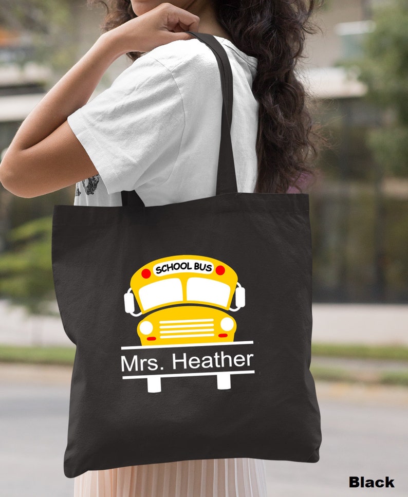 Personalized Bus Driver Gift, Gift for Women, Canvas Tote Bag, Bus Driver Bag, Custom Name Bus Driver Gift, Gift for Her, Personalized Gift image 6