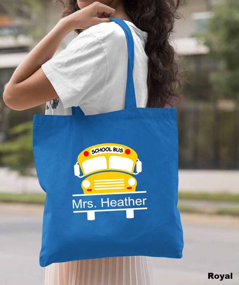 Personalized Bus Driver Gift, Gift for Women, Canvas Tote Bag, Bus Driver Bag, Custom Name Bus Driver Gift, Gift for Her, Personalized Gift image 9