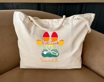Custom Vet Tech Tote Bag, Veterinarian Tote Bag, Gift For Veterinarian, Dog Lover Bag, Veterinary Technician Bag, Vet Tech Week Gift