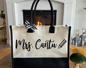 Sac personnalisé pour enseignant, sac fourre-tout pour la rentrée, cadeau fête des enseignants