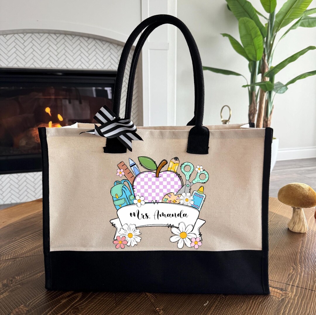 Custom Name Teacher Tote Bag, Back to School Gift - Etsy