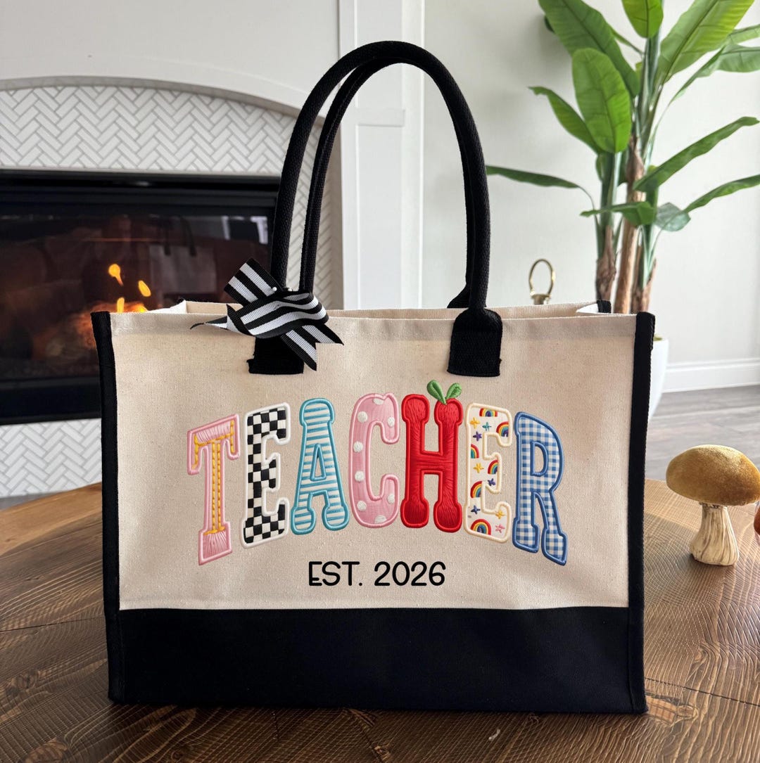 Custom Est Teacher Tote Bag, Appreciation Gift, Back to School - Etsy