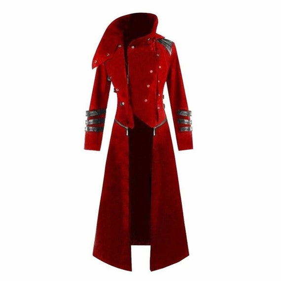Mens Trench Coat Handmade RED Velvet Scorpion Coat Long Coat - Etsy