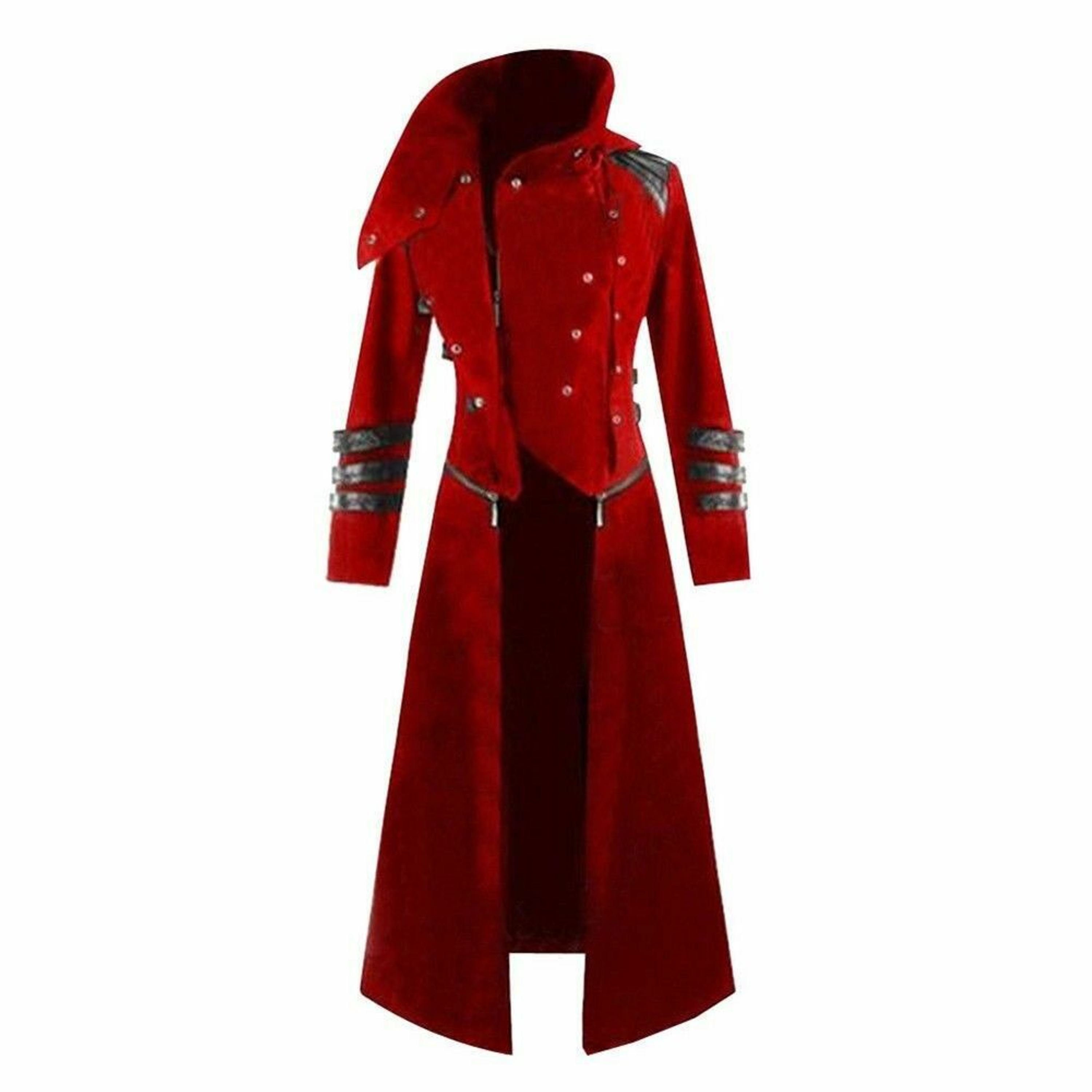 Mens Trench Coat Handmade RED Velvet Scorpion Coat Long Coat Etsy