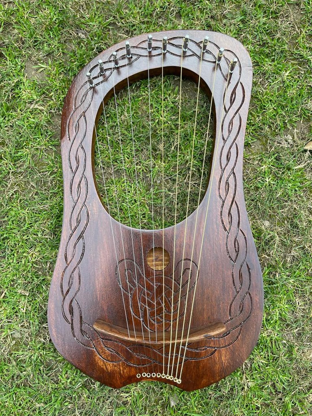 Celtic Engraved Lyre Harp 10 Metal Strings Rosewood / Lyra Harp With