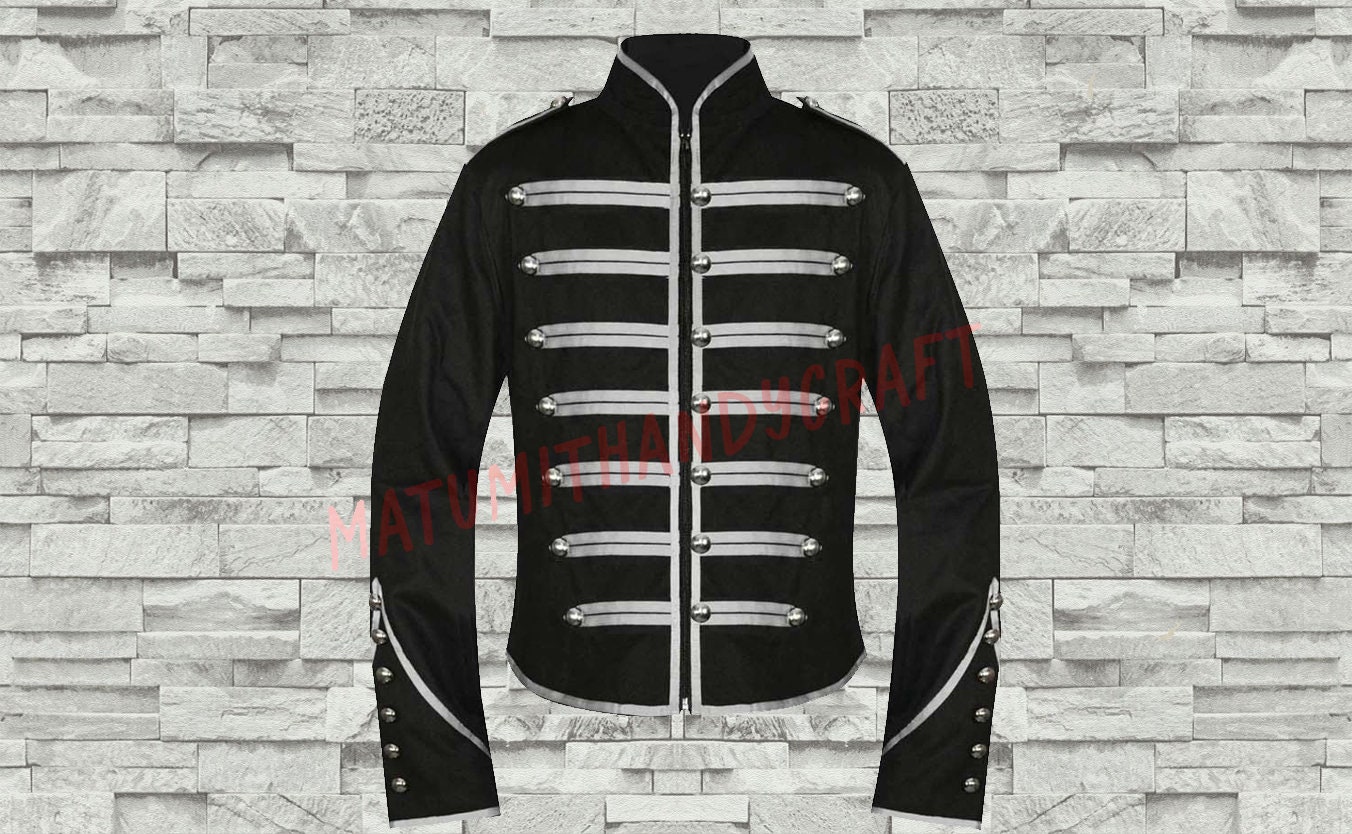 BLUE MAGIK Men's Unique Gothic Steampunk Silver Black Parade Military  Marching Band Drummer Jacket Goth Punk (X-Large) - ShopStyle