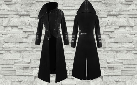 Rainny Men Tailcoat Jacket Goth Steampunk Uniform Hoodie Party