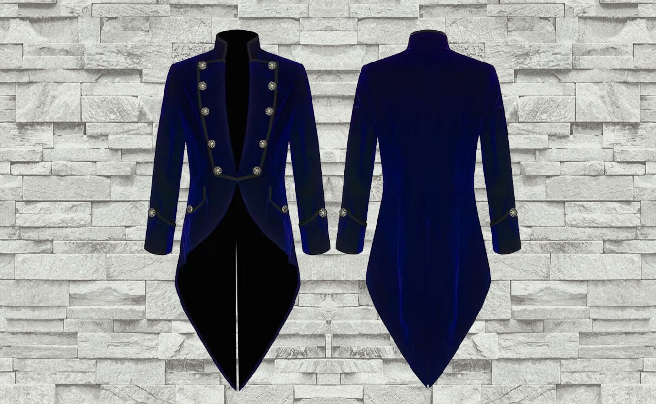 Fashion Mens Tailcoat Blue Velvet Goth Steampunk Aristocrat - Etsy