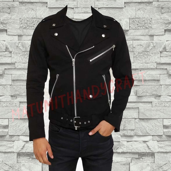 customize HANDMADE Cotton Motorcycle Gothic Military Jacket Goth Band RIP Moto Biker Punk Coat Jacket