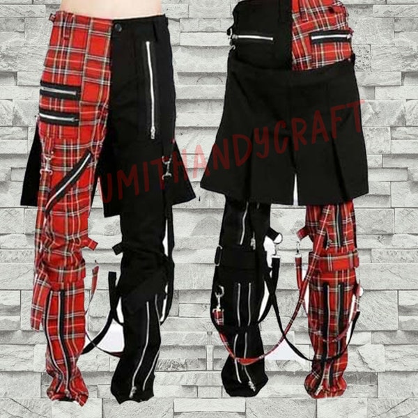 Women Gothic Handmade Split Leg Bondage Rave Pant Rock Hard Trouser Heavy Weight Emo/Pants