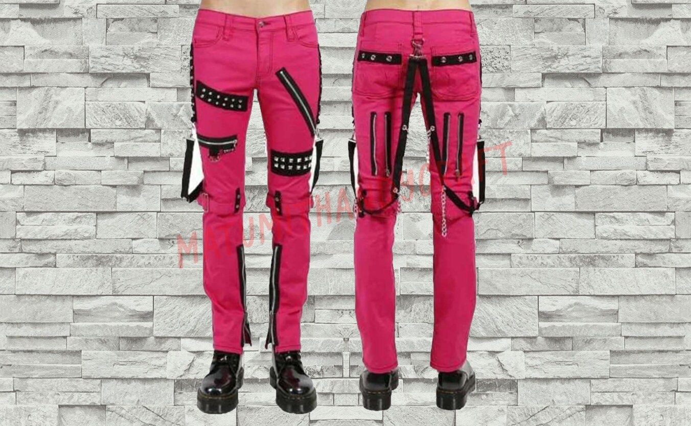 Women's Chains Rhinestones Punk Emo Pants Straps Baggy Pants