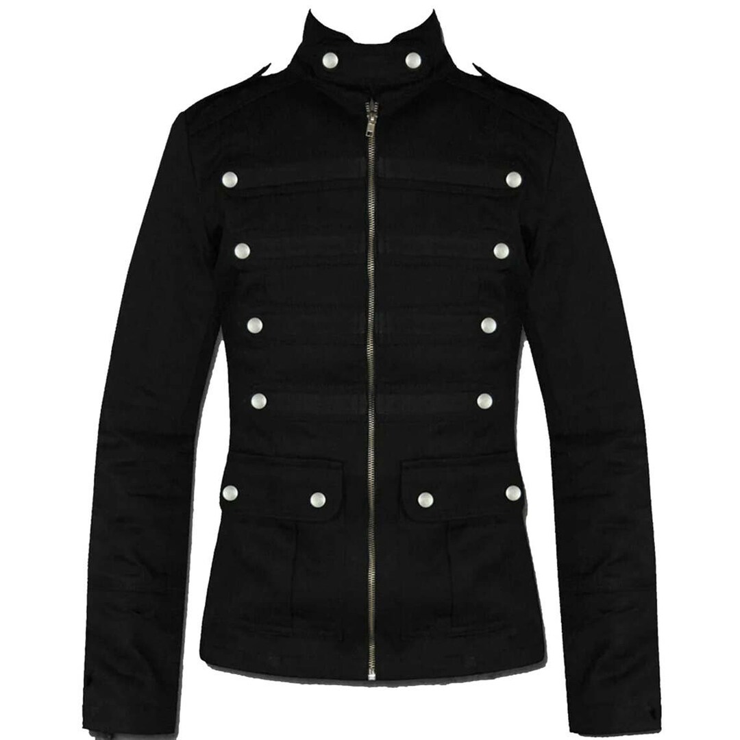 Men's Handmade Black COTTON Jacket Black Military Style Etsy