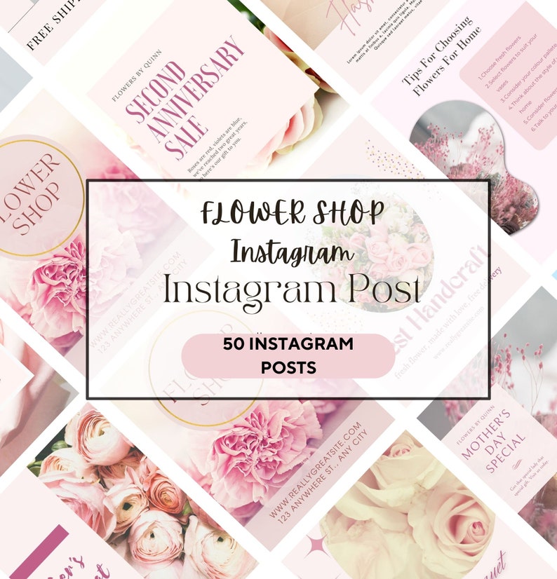Florist Instagram Story Templates, Florist Social Marketing, Canva