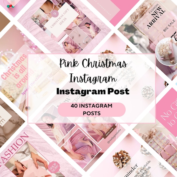 Pink Christmas Instagram Templates for Retail, Pink Insta Templates, Canva Holiday Shopping, Editable Retail Social Media Templates