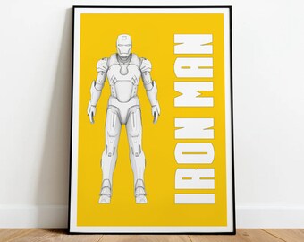 Iron Man Poster Marvel Comics Film Design Wall Art Print Hand Made Ready to Hang Custom Design