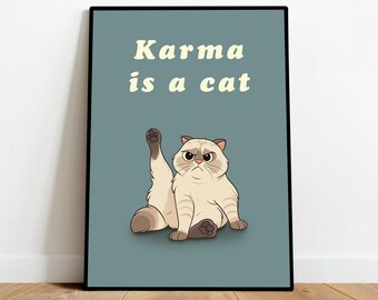 Karma is a Cat" A3 Digital Poster (Taylor Swift) - Midnights Inspired Print - Swiftie Gift - Color Variations