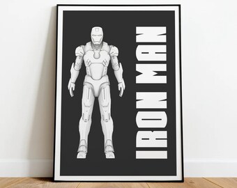 Iron Man Poster Marvel Comics Film Design Wall Art Print Hand Made Ready to Hang Custom Design