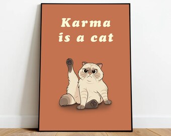 Karma is a Cat" A3 Digital Poster (Taylor Swift) - Midnights Inspired Print - Swiftie Gift - Color Variations