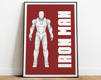 Iron Man Poster Marvel Comics Film Design Wall Art Print Hand Made Ready to Hang Custom Design
