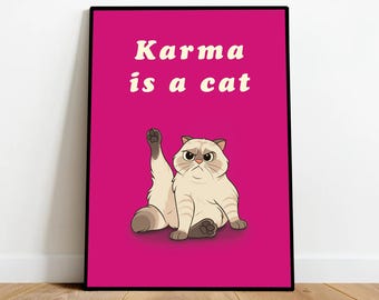 Karma is a Cat" A3 Digital Poster (Taylor Swift) - Midnights Inspired Print - Swiftie Gift - Color Variations