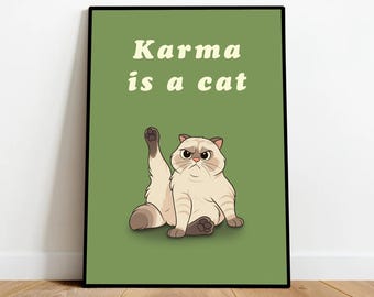 Karma is a Cat" A3 Digital Poster (Taylor Swift) - Midnights Inspired Print - Swiftie Gift - Color Variations