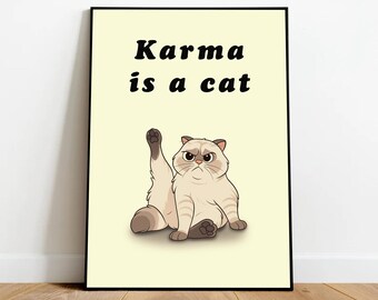 Karma is a Cat" A3 Digital Poster (Taylor Swift) - Midnights Inspired Print - Swiftie Gift - Color Variations