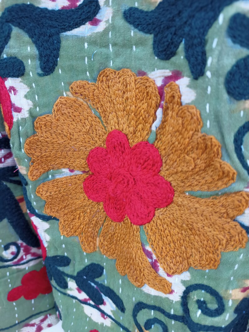 Indian Hand Made Old Kantha Embroidery Vintage Kantha Jacket Long Jacket Etsy