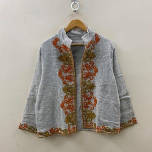 Handmade TNT Embroidered Short Jacket, Winter Wear Jacket Coat, Women's Coat, TNT Short Jacket, Suzani Short Coat, Vintage, Gift For Her