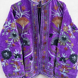 Vintage TNT Suzani Short Jacket | Winter Suzani Coat |Short Embroidered Coat | Jacket Coat Women&#39;s Coat | Suzani Jacket | Gift For Her