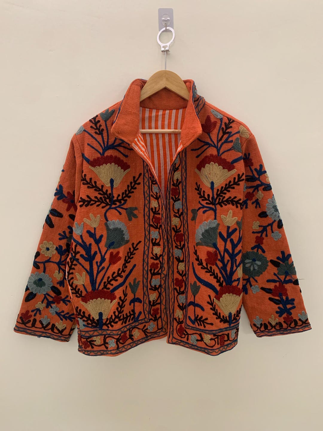 Floral Suzani Embroidery Jacket: Handmade TNT Fabric Short Coat - Etsy