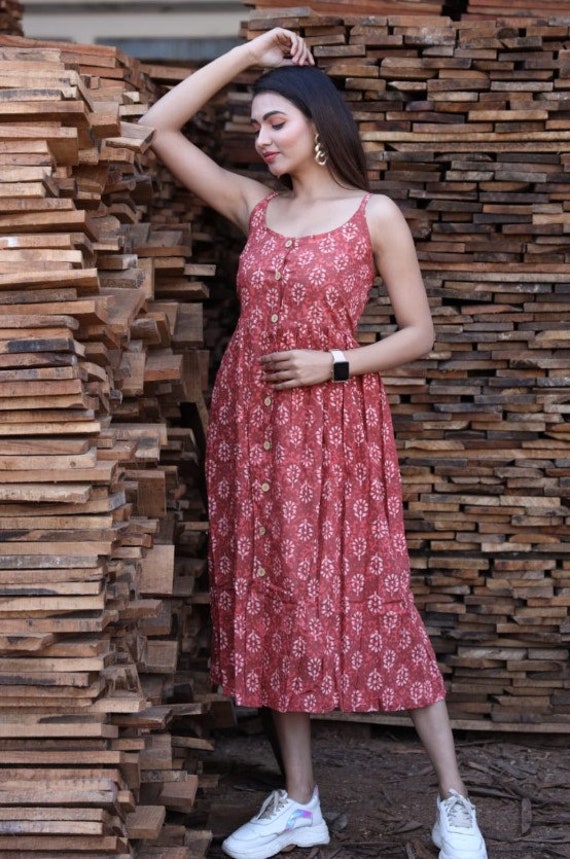 Indian Women Designer Summer Wear Cotton Fabric One Piece Long Etsy