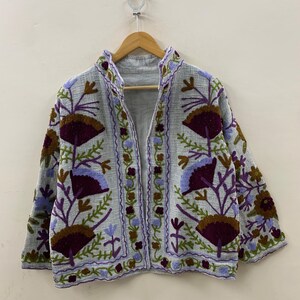 Boho Suzani TNT Fabric Short Jacket |Embroidered Jacket for Bold Style | Statement Streetwear | TNT Street Jacket | Bomber Jacket | One Size