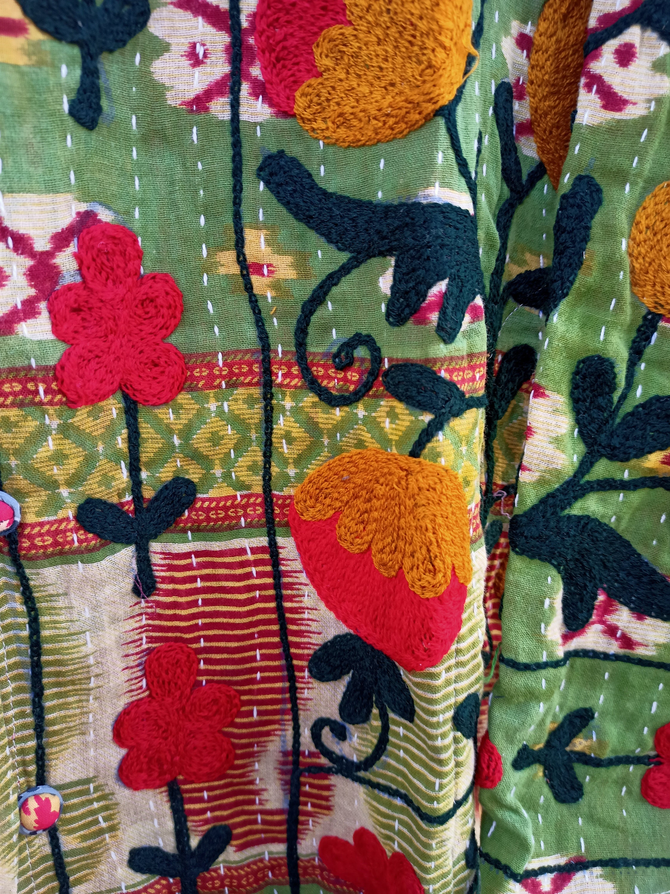 Indian Hand Made Old Kantha Embroidery Vintage Kantha Jacket Long Jacket Etsy