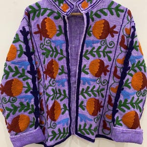 Purple Handmade TNT Vintage Suzani Winter Short Jacket | Winter Short TNT Jacket | Party Wear Gift For Her One Size