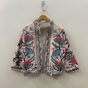Chic Suzani TNT Fabric Short Jacket |Embroidered Jacket for Bold Style | Statement Streetwear | TNT Street Jacket | Bomber Jacket | One Size