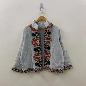 TNT Fabric Suzani Embroidered Jacket – Unisex Streetwear, Handmade & Cropped - Winter Boho aJcket -Statement Fashion Coat - TNT Outerwear