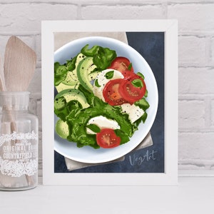 Salad / A3 / A4 / Wall Art /  Vegetable Wall Art Print / Illustration / PNG / JPEG /  Home Decor /  Kitchen Art Print / Salad Bowl