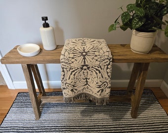 Artisan Narrow Bench: 34 Inch Weathered Farmhouse Entryway Seating